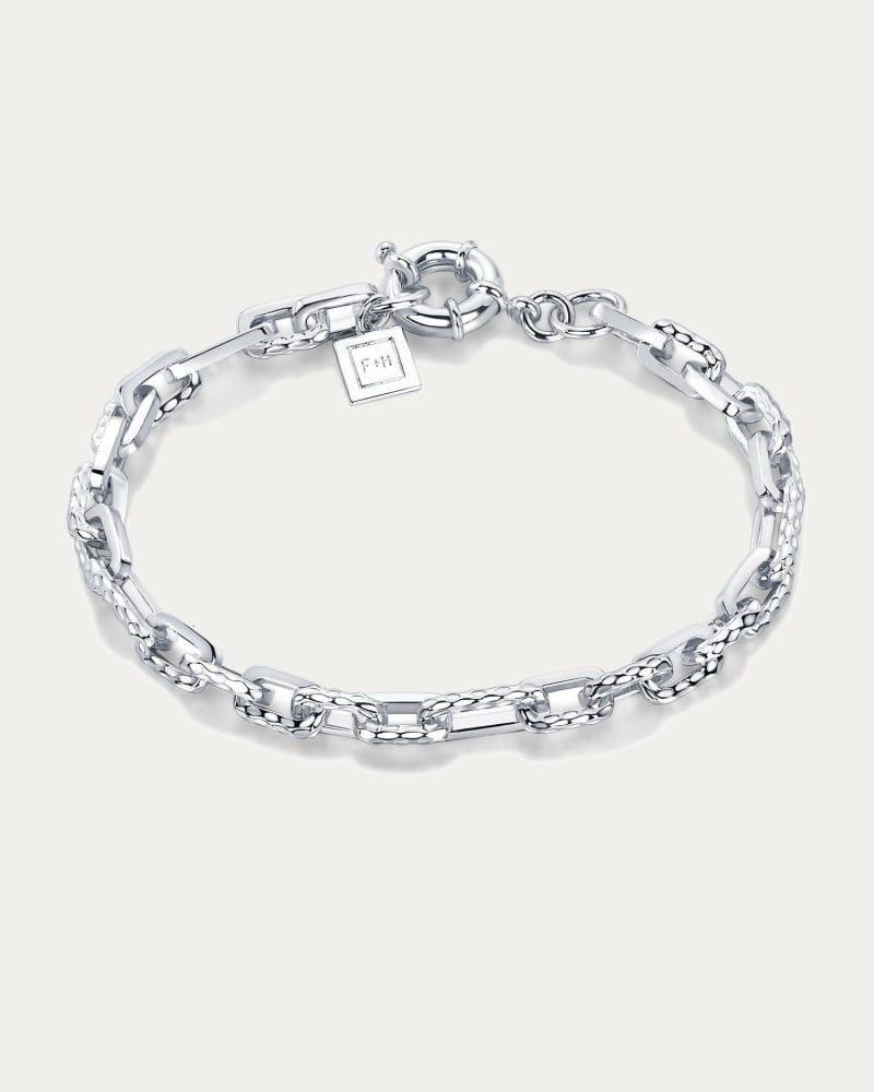 Front of a size O/S Ramones Hammered Chain Anklet in Silver in Silver by F+H Studios. | dia_product_style_image_id:330958